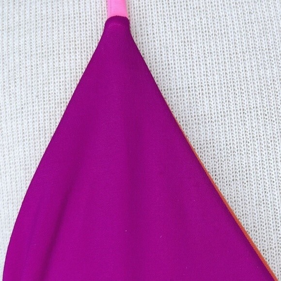 Victoria's Secret Bikini sz M * Side Tie Bottom Triangle Top Purple Orange Pink - Picture 8 of 12